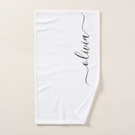 Schwarz-weißer Name für das Girl-Monogramm Handtuch
