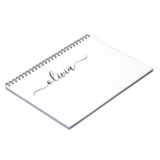 Schwarz-weißer Name für das Girl-Monogramm Notizblock (Linke Seite)