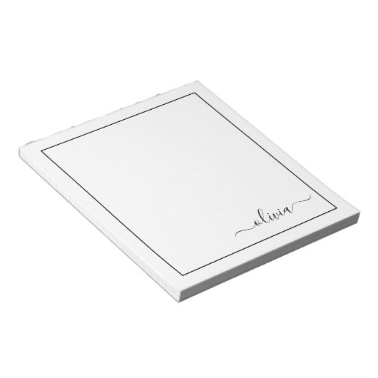 Schwarz-weißer Name für das Girl-Monogramm Notizblock (angewinkelt)