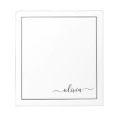 Schwarz-weißer Name für das Girl-Monogramm Notizblock (Vorderseite)