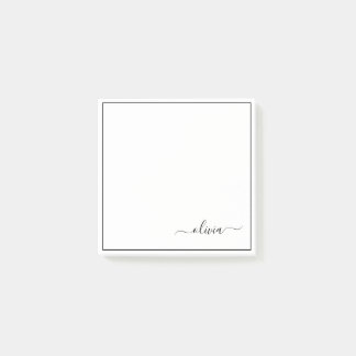 Schwarz-weißer Name für das Girl-Monogramm Post-it Klebezettel