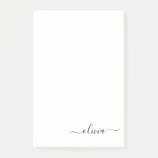 Schwarz-weißer Name für das Girl-Monogramm Post-it Klebezettel (Vorderseite)