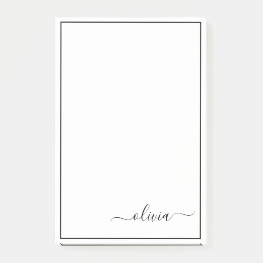 Schwarz-weißer Name für das Girl-Monogramm Post-it Klebezettel (Vorderseite)