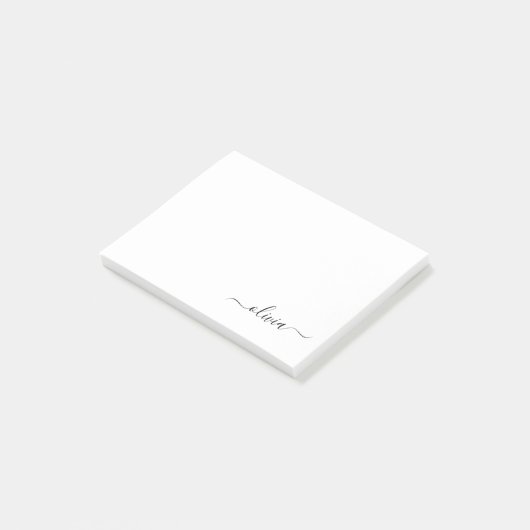 Schwarz-weißer Name für das Girl-Monogramm Post-it Klebezettel (angewinkelt)