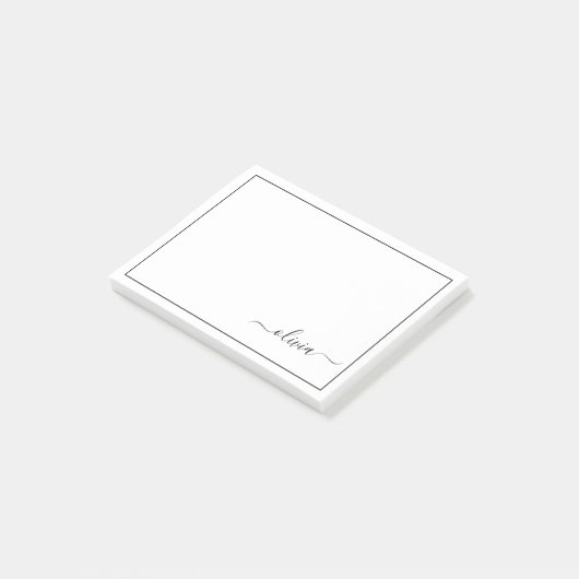 Schwarz-weißer Name für das Girl-Monogramm Post-it Klebezettel (angewinkelt)