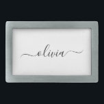 Schwarz-weißer Name für das Girl-Monogramm Rechteckige Gürtelschnalle<br><div class="desc">Schwarz und Weiß einfache Script Monogram Name Gürtelschnalle. Das macht den perfekten Abschluss,  süß 16 16.,  18.,  21.,  30.,  40.,  50.,  60.,  70.,  80.,  90.,  100. Geburtstag,  Hochzeit,  Brautparty,  Jubiläum,  Babydusche oder Junggeselinnen-Abschied Geschenk für jemanden,  der Luxus und Chic Stil Lieben glänze.</div>