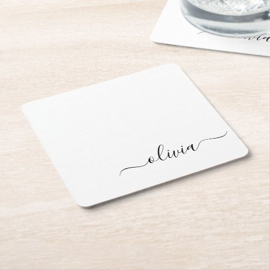 Schwarz-weißer Name für das Girl-Monogramm Rechteckiger Pappuntersetzer (angewinkelt)
