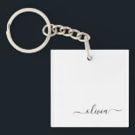 Schwarz-weißer Name für das Girl-Monogramm Schlüsselanhänger<br><div class="desc">Schlüsselanhänger für den einfachen Monogrammnamen Schwarz und Weiß. Das macht den perfekten 16 Geburtstag,  Hochzeit,  Brautparty,  Jubiläum,  Babydusche oder Junggeselinnen-Abschied Geschenk für jemanden,  der Lieben glamourösen Luxus und schicke Stile.</div>