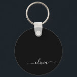 Schwarz-weißer Name für das Girl-Monogramm Schlüsselanhänger<br><div class="desc">Keychains (Key Chain) sind die Keylines für Monogramm mit schwarzen und weißen einfachen Skripten. Das macht den perfekten 16 Geburtstag,  Hochzeit,  Brautparty,  Jubiläum,  Babydusche oder Junggeselinnen-Abschied Geschenk für jemanden,  der Lieben glamourösen Luxus und schicke Stile.</div>