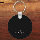 Schwarz-weißer Name für das Girl-Monogramm Schlüsselanhänger (Vorderseite)