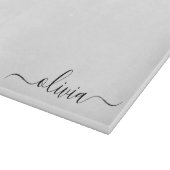 Schwarz-weißer Name für das Girl-Monogramm Schneidebrett (Ecke)