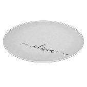 Schwarz-weißer Name für das Girl-Monogramm Schneidebrett (Ecke)