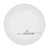 Schwarz-weißer Name für das Girl-Monogramm Schneidebrett (Vorderseite)