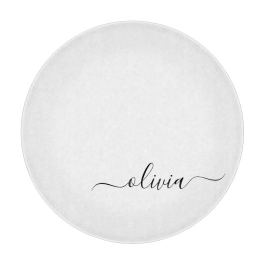 Schwarz-weißer Name für das Girl-Monogramm Schneidebrett (Vorderseite)