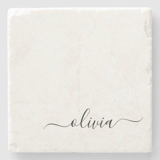 Schwarz-weißer Name für das Girl-Monogramm Steinuntersetzer (Vorderseite)