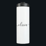 Schwarz-weißer Name für das Girl-Monogramm Thermosbecher<br><div class="desc">Black and White Simple Script Monogram Name Drink Tumbler. Das macht den perfekten 16 Geburtstag,  Hochzeit,  Brautparty,  Jubiläum,  Babydusche oder Junggeselinnen-Abschied Geschenk für jemanden,  der Lieben glamourösen Luxus und schicke Stile.</div>