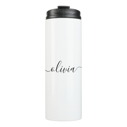 Schwarz-weißer Name für das Girl-Monogramm Thermosbecher (Vorderseite)