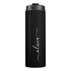Schwarz-weißer Name für das Girl-Monogramm Thermosbecher