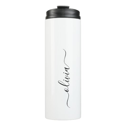 Schwarz-weißer Name für das Girl-Monogramm Thermosbecher (Vorderseite)