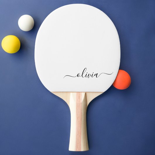 Schwarz-weißer Name für das Girl-Monogramm Tischtennis Schläger