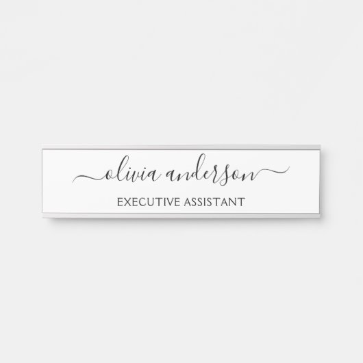 Schwarz-weißer Name für das Girl-Monogramm Türschild (Vorderseite )