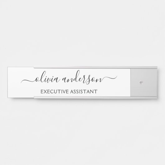 Schwarz-weißer Name für das Girl-Monogramm Türschild (Vorderseite )