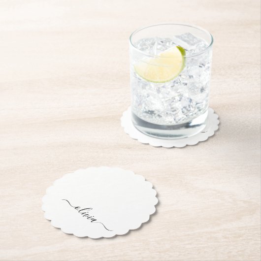 Schwarz-weißer Name für das Girl-Monogramm Untersetzer (Vor Ort)