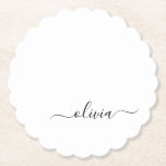 Schwarz-weißer Name für das Girl-Monogramm Untersetzer<br><div class="desc">Untersetzer für einfache,  schwarze und weiße Skripte Monogram Name Paper. Dies macht den perfekten Abschluss,  Geburtstag,  Hochzeit,  Brautparty,  Jubiläum,  Babydusche oder Junggeselinnen-Abschied Geschenk für jemanden,  die Lieben glamourösen Luxus und schicke Stile.</div>