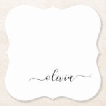 Schwarz-weißer Name für das Girl-Monogramm Untersetzer<br><div class="desc">Untersetzer für einfache,  schwarze und weiße Skripte Monogram Name Paper. Dies macht den perfekten Abschluss,  Geburtstag,  Hochzeit,  Brautparty,  Jubiläum,  Babydusche oder Junggeselinnen-Abschied Geschenk für jemanden,  die Lieben glamourösen Luxus und schicke Stile.</div>