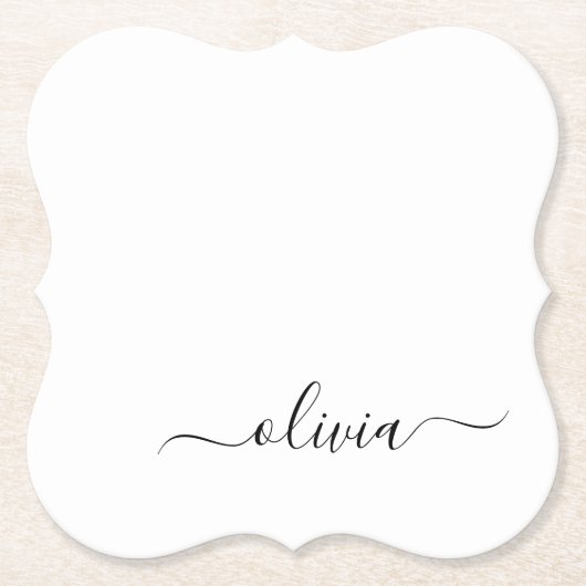 Schwarz-weißer Name für das Girl-Monogramm Untersetzer (Vorderseite)