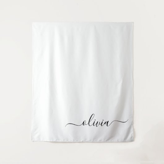 Schwarz-weißer Name für das Girl-Monogramm Wandteppich (Vorderseite)