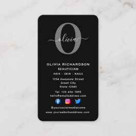 Schwarz-weißer Name für das vertikale Monogramm Visitenkarte