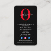 Schwarz-weißer Name für ein Monogramm-Script Visitenkarte (Vorderseite)