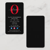 Schwarz-weißer Name für ein Monogramm-Script Visitenkarte (Vorne/Hinten)