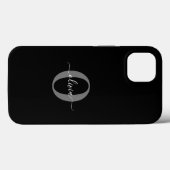 Schwarz-weißer Name für Monogramm-Skript Case-Mate iPhone Hülle (Rückseite (Horizontal))