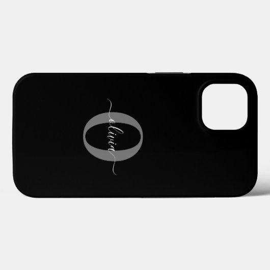 Schwarz-weißer Name für Monogramm-Skript Case-Mate iPhone Hülle (Rückseite (Horizontal))