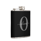 Schwarz-weißer Name für Monogramm-Skript Flachmann (Rechts)