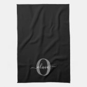 Schwarz-weißer Name für Monogramm-Skript Geschirrtuch (Vertikal)
