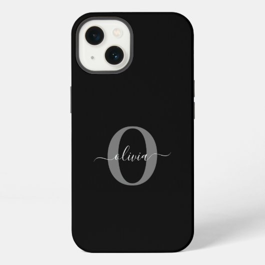 Schwarz-weißer Name für Monogramm-Skript iPhone Hülle (Rückseite)