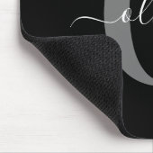 Schwarz-weißer Name für Monogramm-Skript Mousepad (Ecke)