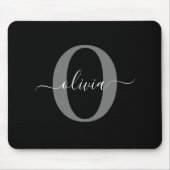 Schwarz-weißer Name für Monogramm-Skript Mousepad (Vorne)