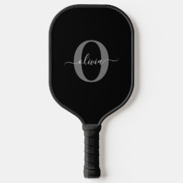Schwarz-weißer Name für Monogramm-Skript Pickleball Schläger