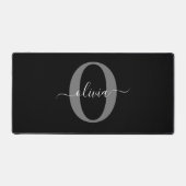 Schwarz-weißer Name für Monogramm-Skript Schreibtischunterlage (Vorderseite)