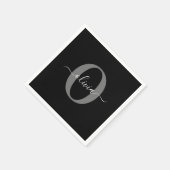 Schwarz-weißer Name für Monogramm-Skript Serviette (Ecke)
