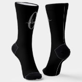 Schwarz-weißer Name für Monogramm-Skript Socken (Gewinkelt)