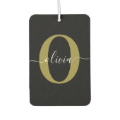 Schwarz-weißer Name für personalisierte Monogramm- Autolufterfrischer (Vorderseite)