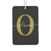 Schwarz-weißer Name für personalisierte Monogramm- Autolufterfrischer (Rückseite)