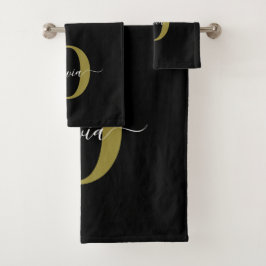 Schwarz-weißer Name für personalisierte Monogramm- Badhandtuch Set
