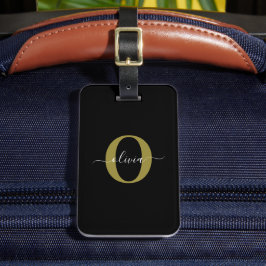 Schwarz-weißer Name für personalisierte Monogramm- Gepäckanhänger