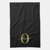 Schwarz-weißer Name für personalisierte Monogramm- Geschirrtuch (Vertikal)